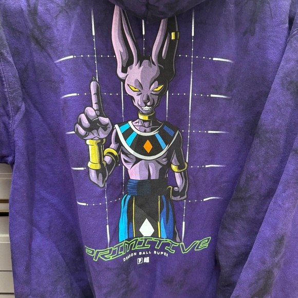 Primitive x Dragon Ball Super Beerus Purple Wash Hoodie adult Small - Picture 4 of 6